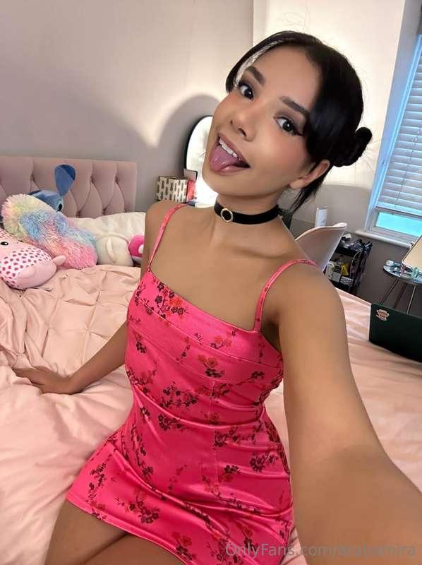 Feeling cute with this pink floral dress, curious what's und..
