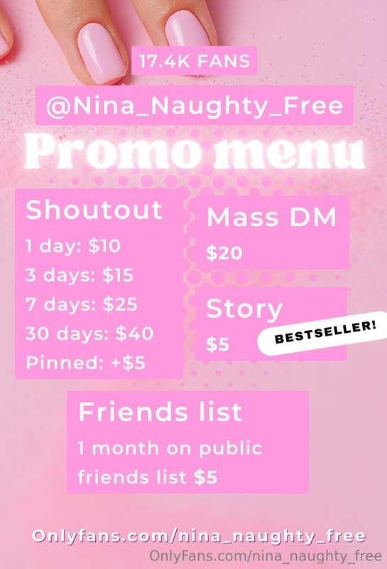 New and improved promo menu!💎17.4k fans💎Tip this post and le..