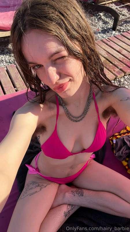 the only hairy girl on the beach