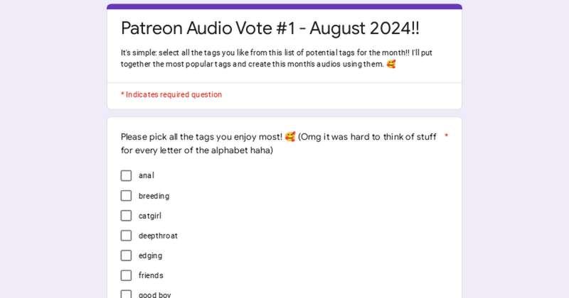 Patreon Audio Vote #1 - August 2024!!