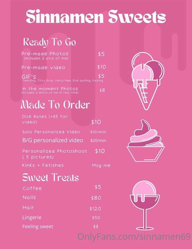 Okay babies, I FINALLY made a tip menu! So here it is 🍦🍬