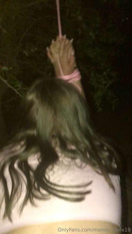 Naughty cheerleader gets tied and fucked in the woods