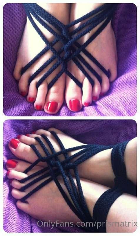 This was me learning how to do a Shibari foot tie. It looks ..