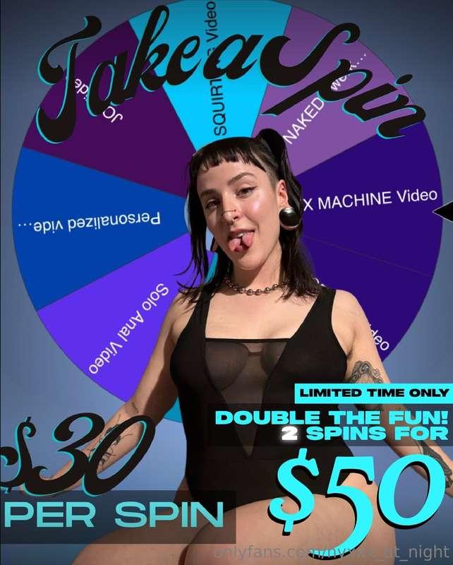 😈 SPIN THE WHEEL SPECIAL 😈$30 for one spin 💦💦$50 for two spi..