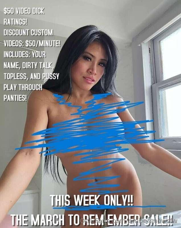 MAJOR SALE going on THIS WEEK ONLY on my VIP Onlyfans! Custo..