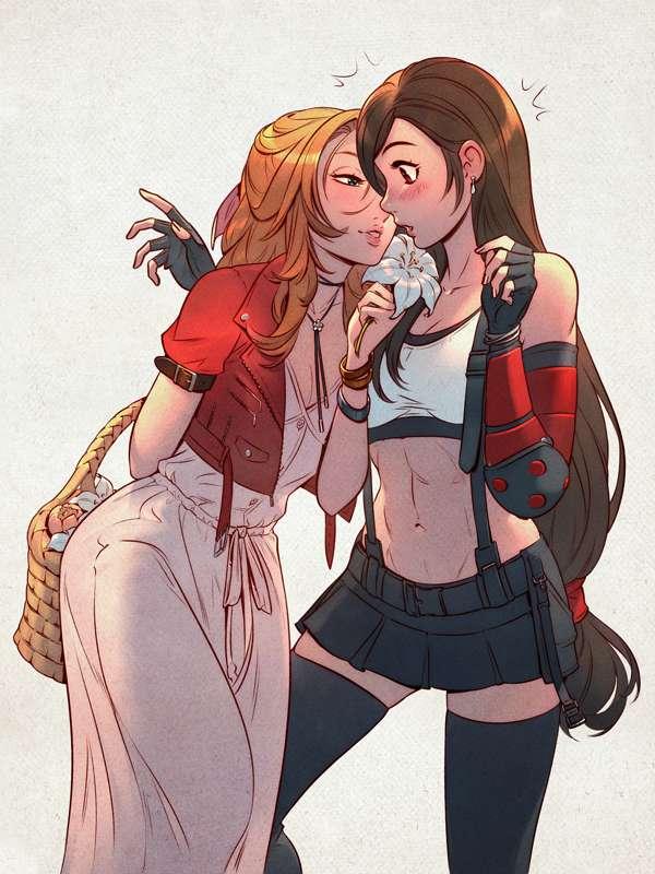 Aerith and Tifa - Completed Drawing