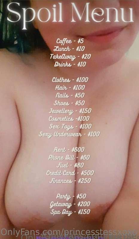 Check out my new Spoil me menu! ( Made by @purple_leo )