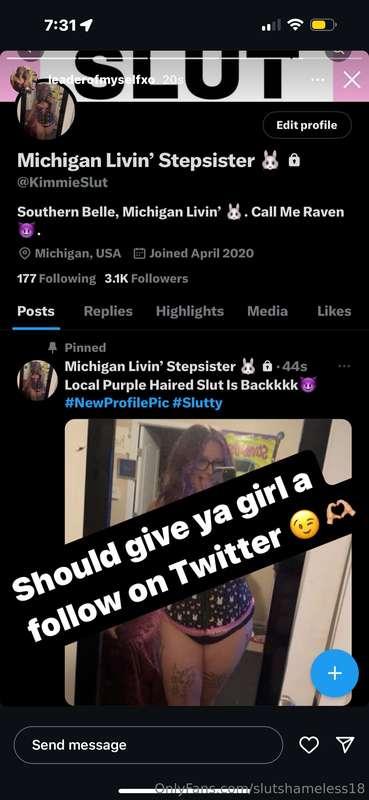 Go give ya girl a follow on the X app @kimmieslut