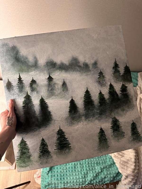 My painting with the snow-covered fir trees! I drew it because it was a combination of things I really loved - nature, winter, and spruce trees ( • ̀ω•́ )✧
I've always been really infatuated with all things related to nature, so I just really like the idea of creating a peaceful and beautiful scene with this painting~

 ･ﾟ♡ﾟ･｡ ✧   ｡･ﾟ♡ﾟ･｡ ✧  ｡｡･ﾟ♡ﾟ･｡ ✧   ｡･ﾟ♡ﾟ･｡ ✧
#american #anime #fyp #customs #gfe #natural #cute #life #wife #naughty