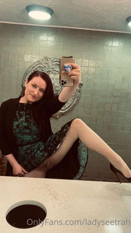 I text you these pictures from the ladies room, while you're..