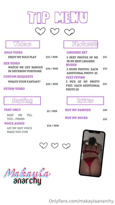 Here’s a new tip menu 🩷🍒