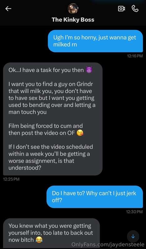 Mistress assigned me a task: Find a guy on Grindr to milk me..