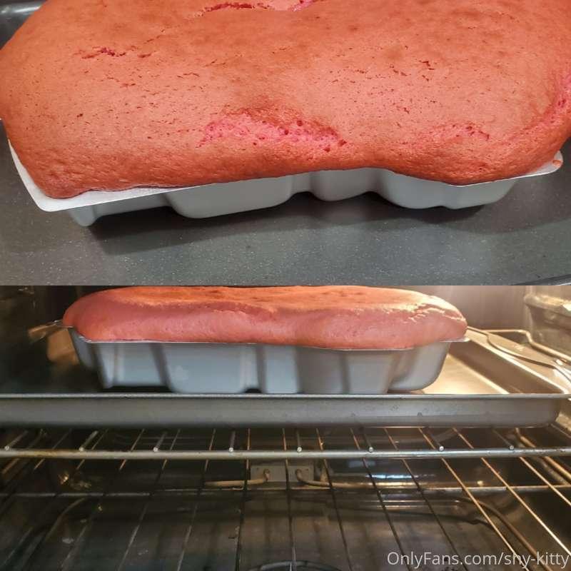 So, the plan is bake my pink cock cake while getting all fan..