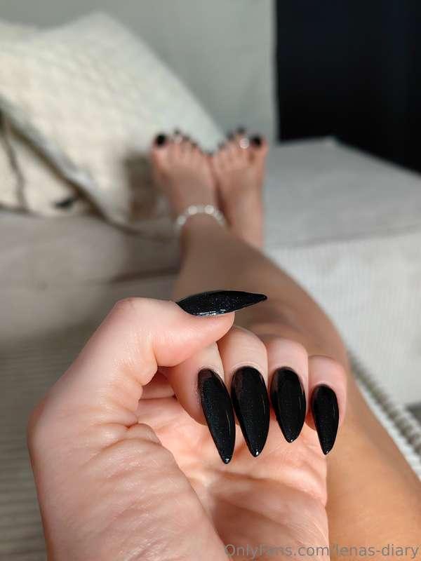 My new manicure and pedicure  🖤