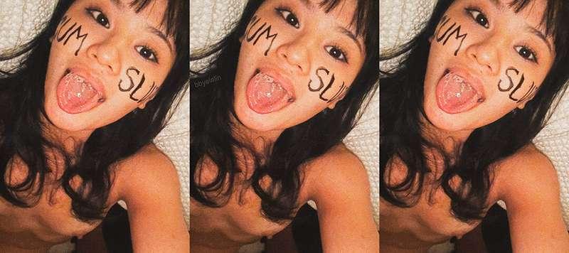 I take this selfie after he draw all over me with my eyeline..