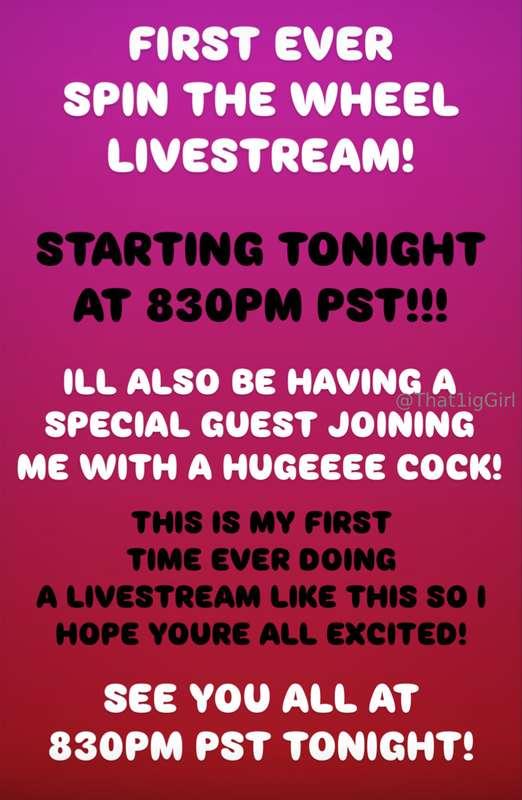 FIRST EVER SPIN THE WHEEL LIVESTREAM TONIGHT STARTING AT 830..