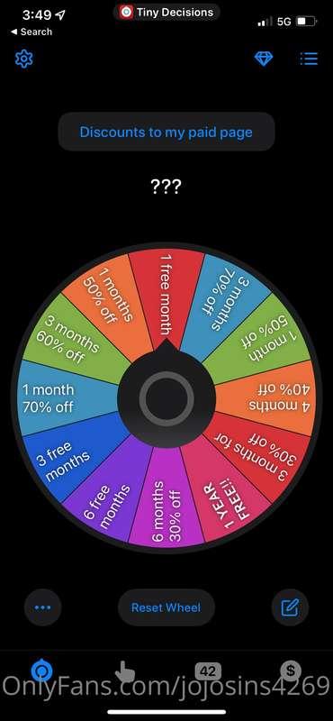 Doing discount spin the wheel for you guys 🖤🖤 7$ spin