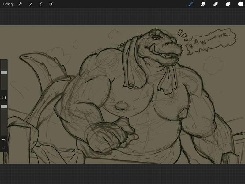 Big Daddy Crock, Big Daddy Orc and Wolf&Bear (Commissions WIP)