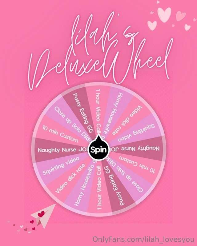 LILAH'S DELUXE LOVE WHEEL$30 - 1 Spin$40 - 2 Spins$50 - 3 Sp..