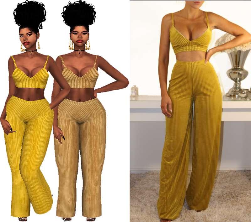 Velvet Stripped Two Piece