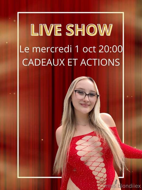 Je serais en live mercredi babe j’espère que tu passera me v..