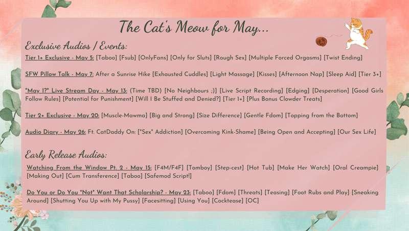 What's Coming in May! 🥰🌞 [Upcoming Audios] [Changes in Some Tier Benefits] & [Discord Exclusive Update on Customs 🤩]