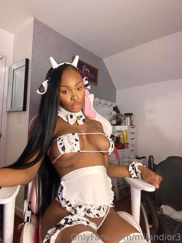 hehe look at my lil cow outfit barely containing my throbbin..