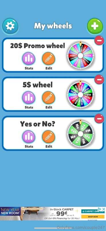 Who wants to do some wheel spins our next live???