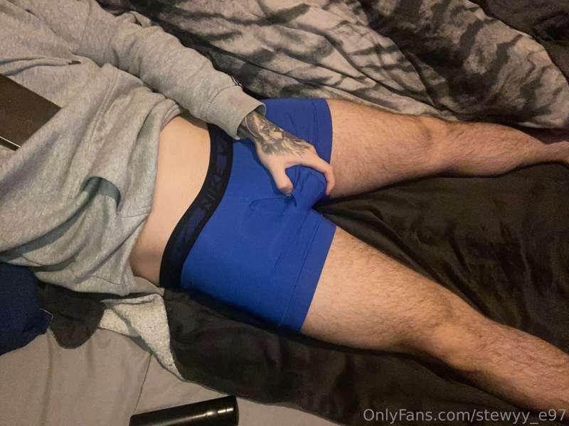 Laying on my bed in my new boxers 👀
