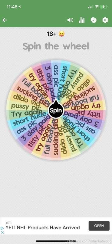 1 spin for $10. 2 spins for $15. 3 spins for $20.😛💗 come pla..