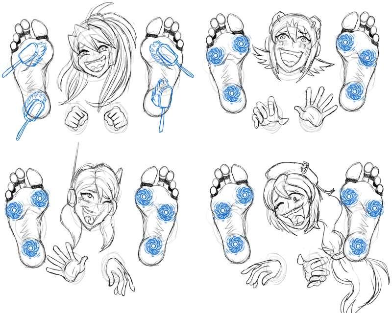 Megagirls' megafeet in trophy wall [Sketch][Commission]