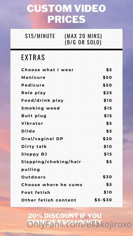 ***Here's my custom video price list if you're interested!**..