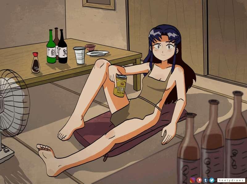 Misato chillin' (+NSFW Versions)