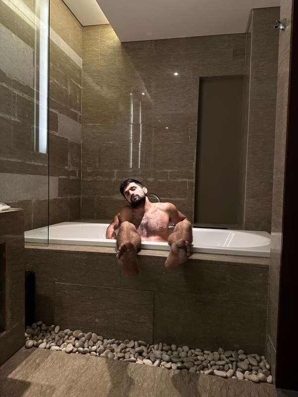 Taking a bath