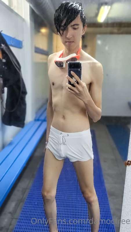 Someone nearly saw my cage in the public pool shower room 🔐🙈