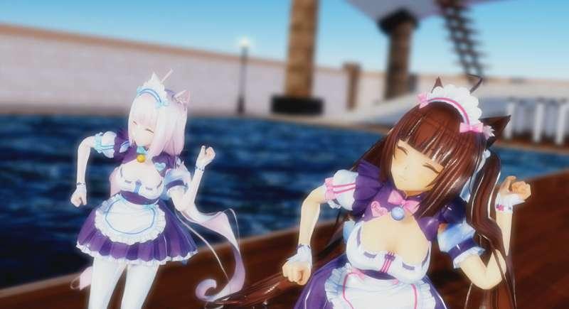 4K UHD 【MMD R-18】 Dive To Blue - Nekopara Chocola & Vanilla