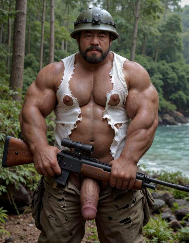A lost soldier in the forest