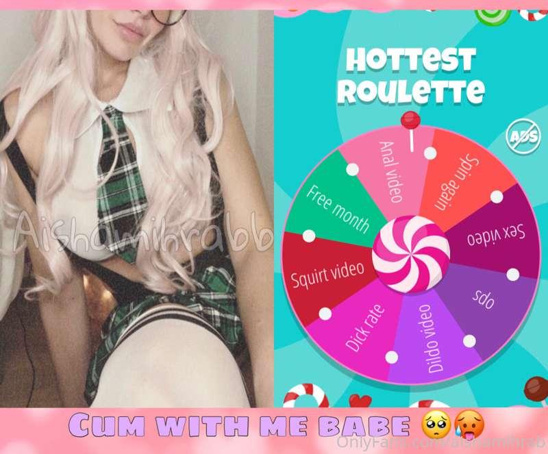 Play and cum with me babe 🥵🥺🥺
1 spin - $6
2 spin - $9
3 spin..