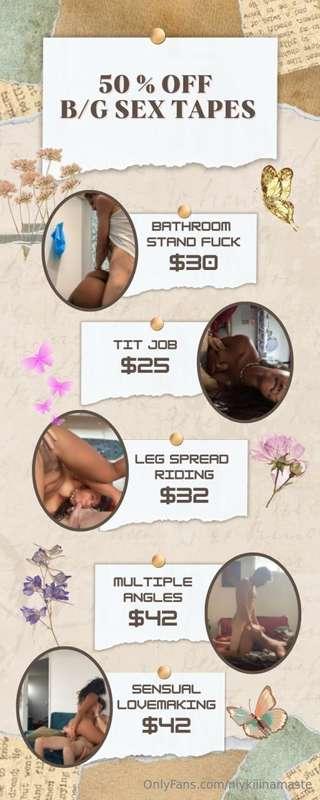 Hey loves 💓 I am doing a 50% off my favorite b/g videos toda..