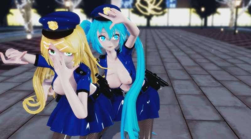 4K UHD 【MMD R-18】 ROKI - Miku & Rin Police