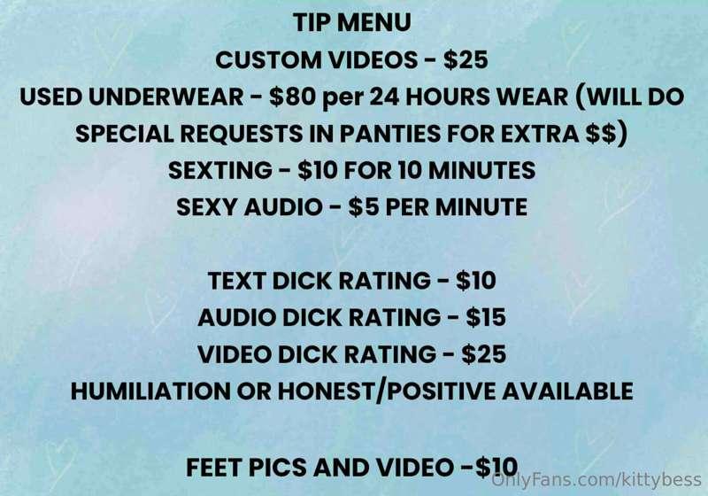 Heyy, if you’d like to purchase something from this tip menu..