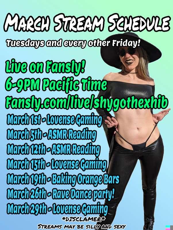 March livestream schedule!