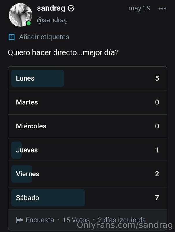 Al final directo sábado....hora no lo se....
