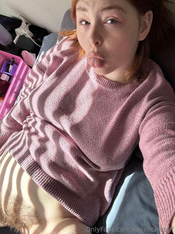 Juicy pink pussy just like my sweater 