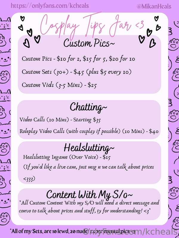 Hiya All!! This will be at least my current Tip Menu! If you..