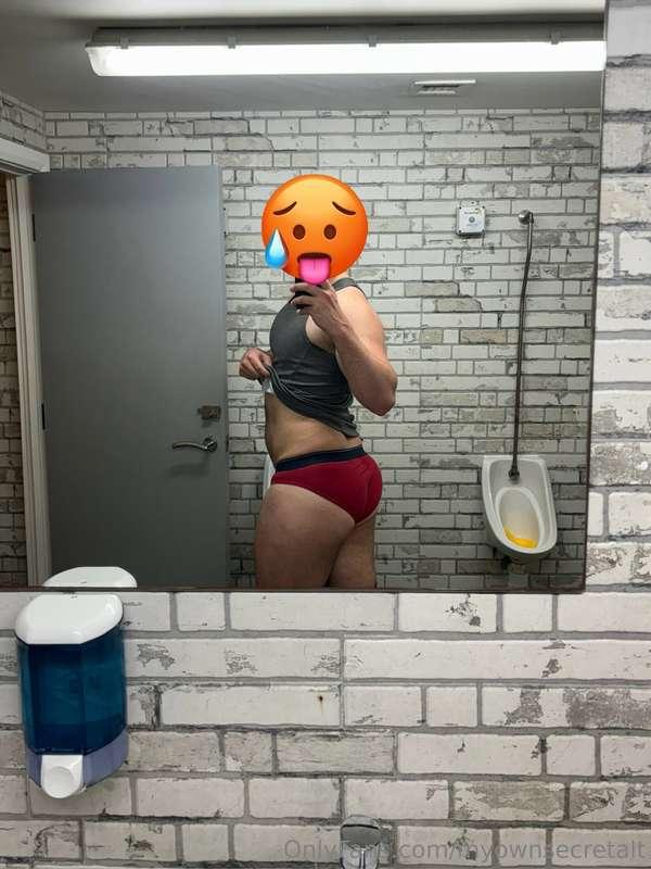 Sweaty gym pussy requires your tongue's attention.