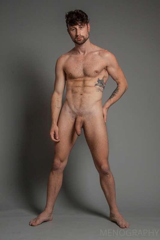 Drew Dixon shows off his huge uncut flaccid cock in my studi..