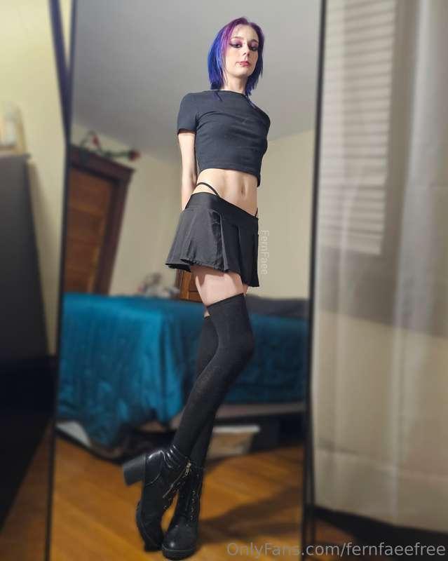Short skirt + thigh highs