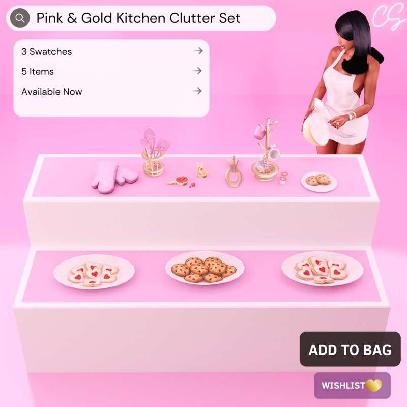 Pink & Gold Kitchen Clutter Set 
