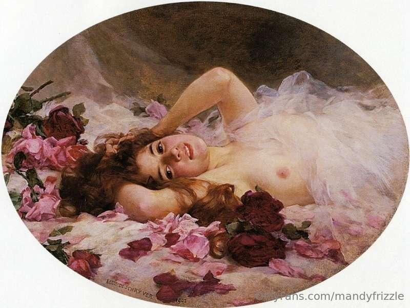 Beauty and Rose Petals,Louis Marie de Schryver  Painting com..